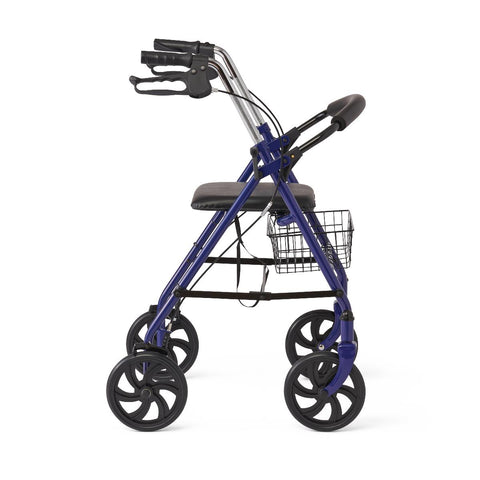 Medline Steel Rollator with 8" Wheels and Basket, Blue, Knockdown, 1 EA #MDS86860EBS8