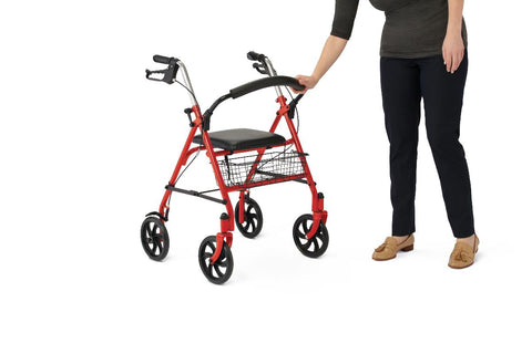 Medline Steel Rollator with 8" Wheels, Red, Knockdown, 1 EA #MDS86860ERS8
