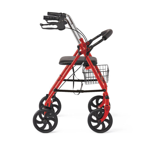 Medline Steel Rollator with 8" Wheels, Red, Knockdown, 1 EA #MDS86860ERS8