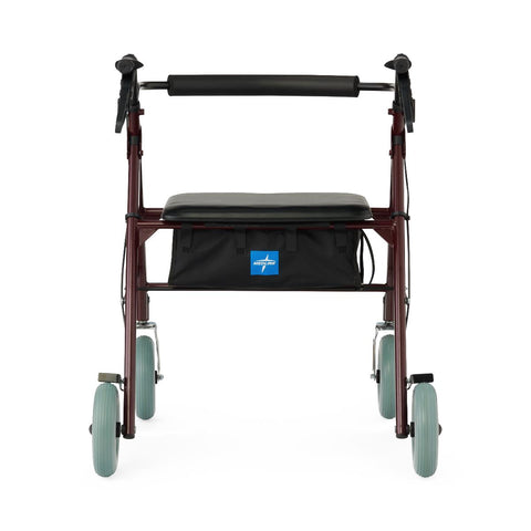 Medline Heavy-Duty Steel Bariatric Rollator with Premium 8" Wheels, Burgundy, 1 EA #MDS868XWR