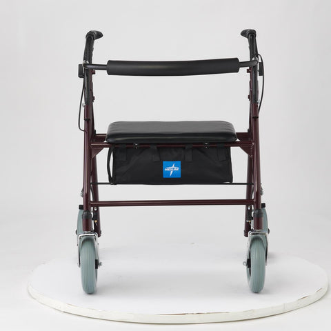 Medline Heavy-Duty Steel Bariatric Rollator with Premium 8" Wheels, Burgundy, 1 EA #MDS868XWR