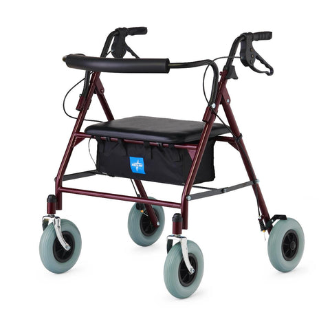 Medline Heavy-Duty Steel Bariatric Rollator with Premium 8" Wheels, Burgundy, 1 EA #MDS868XWR