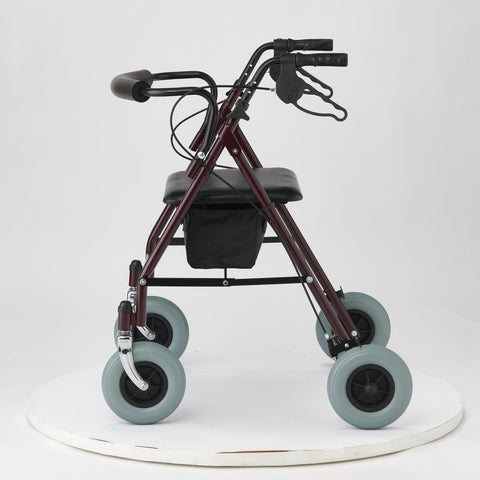 Medline Heavy-Duty Steel Bariatric Rollator with Premium 8" Wheels, Burgundy, 1 EA #MDS868XWR