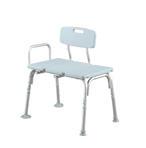 Medline Knockdown Transfer Bench with Back and Microban Treatment, 350 lb. Capacity,  #MDS86960KDMBH