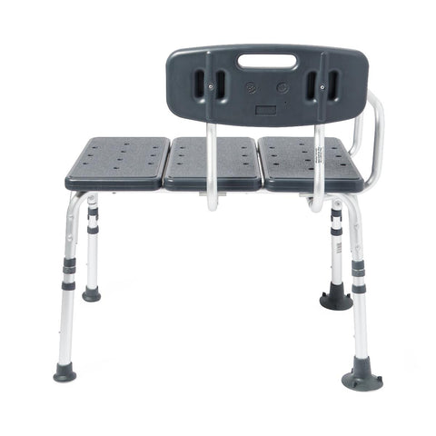 Medline Knockdown Transfer Bench with Back and Microban Treatment, Gray, 350 lb. Capacity,  #MDS86960KDMGH