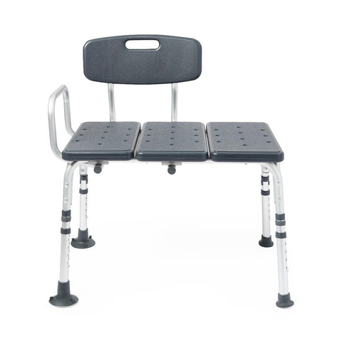 Medline Knockdown Transfer Bench with Back and Microban Treatment, Gray, 350 lb. Capacity,  #MDS86960KDMGH
