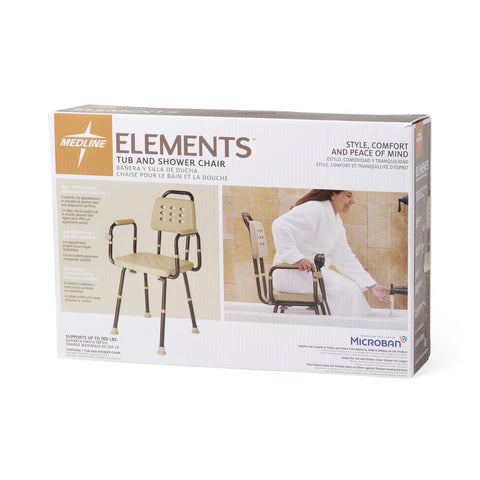 Medline Shower Chair with Back and Microban Treatment, 350 lb. Capacity,  #MDS89745ELMB