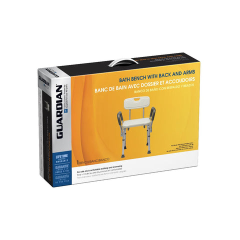 Medline Knockdown Shower Chair With Arms & Back, Aluminum, 350 lb Capacity, #MDS89745RAH