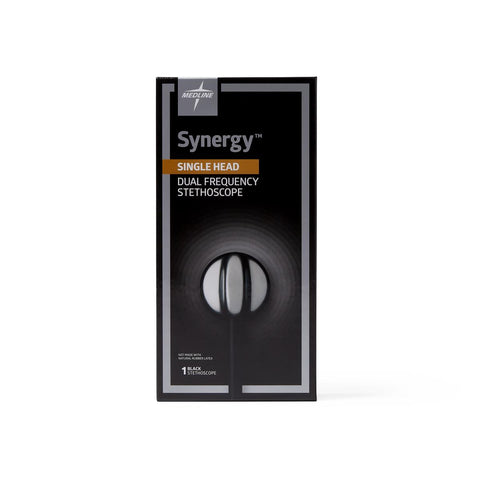 Medline Synergy Dual-Frequency Single-Head Stethoscope, Black