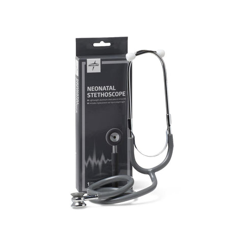 Medline Aluminum Dual-Head Neonatal Stethoscope, Gray