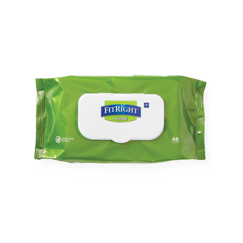 Medline FitRight Aloe Personal Cleansing Wipes, 8"x 10"