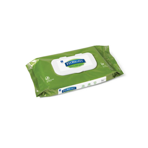 Medline FitRight Aloe Personal Cleansing Wipes, 8"x 10"