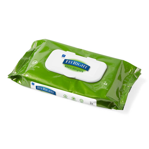Medline FitRight Aloe Personal Cleansing Wipes, 8"x 10"