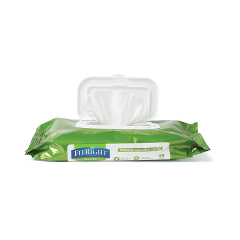 Medline FitRight Aloe Personal Cleansing Wipes, 8"x 10"