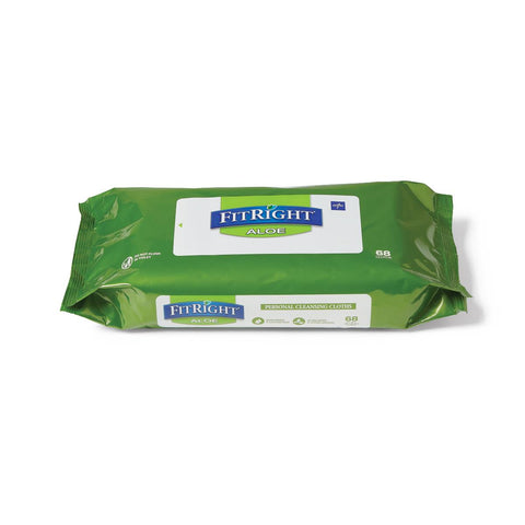 Medline FitRight Aloe Personal Cleansing Wipes, 8"x 10"
