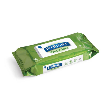 Medline FitRight Aloe Personal Cleansing Wipes, 8"x 10"