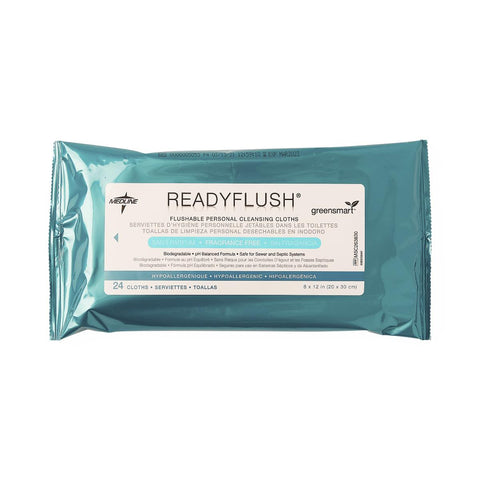 Medline ReadyFlush Flushable Wet Wipes, 8"x 10", 24/Pack