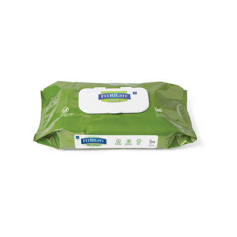 Medline FitRight Aloe Personal Cleansing Wipes, 8"x 10"