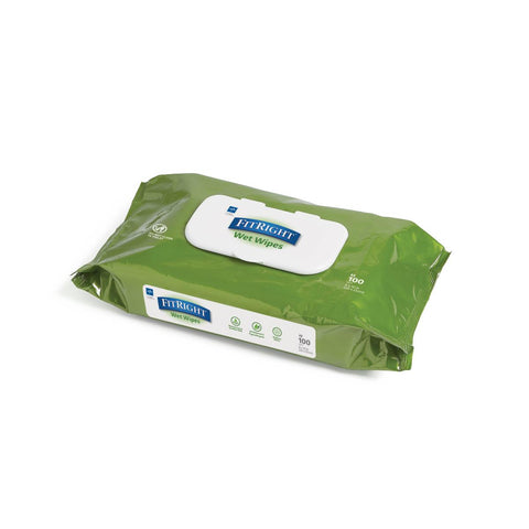 Medline FitRight Aloe Personal Cleansing Wipes, 8"x 10"