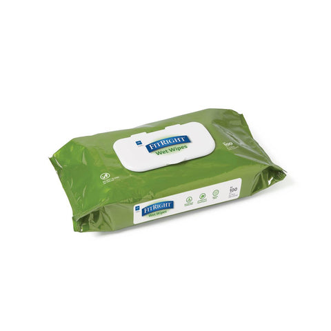 Medline FitRight Aloe Personal Cleansing Wipes, 8"x 10"