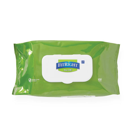 Medline FitRight Aloe Personal Cleansing Wipes, 8"x 10"