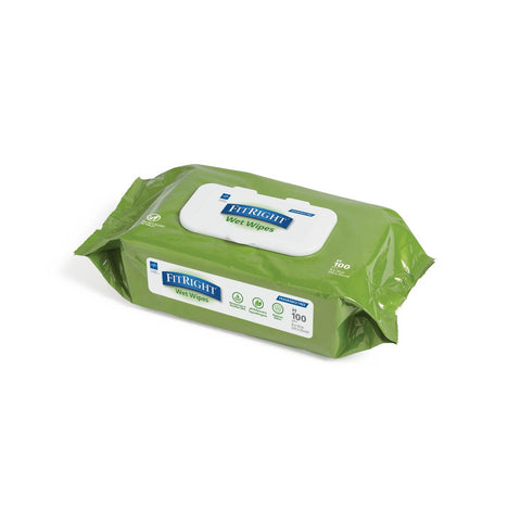 Medline FitRight Aloe Personal Cleansing Wipes, 8"x 10"