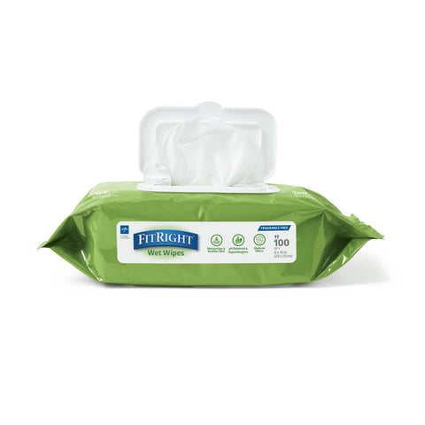 Medline FitRight Aloe Personal Cleansing Wipes, 8"x 10"
