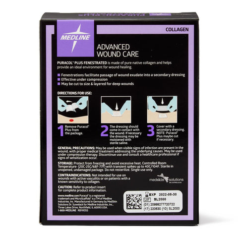 Puracol Plus Collagen Wound Dressing, 2" x 2.25" Fenestrated
