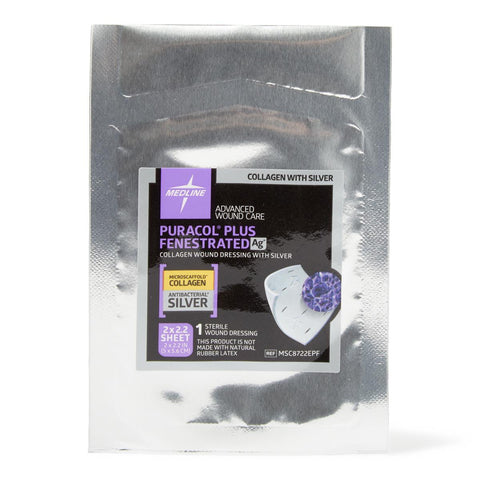 Puracol Plus Ag+ Collagen Wound Dressing with Silver, 2" x 2.25" Fenestrated
