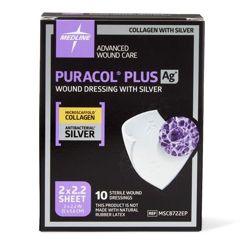 Puracol Plus Ag+ Collagen Wound Dressing with Silver, 2" x 2.25" inch