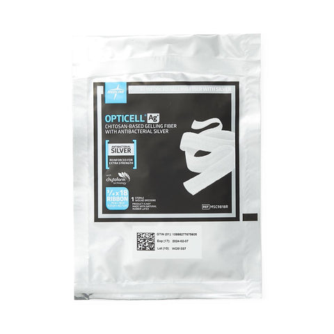 Medline Opticell Ag+ Silver Antibacterial Gelling Fiber Wound Dressing, 0.75" x 18", Reinforced