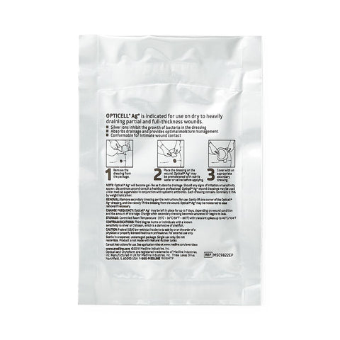 Opticell Ag+ Silver Antibacterial Gelling Fiber Wound Dressing, 2" x 2" inch