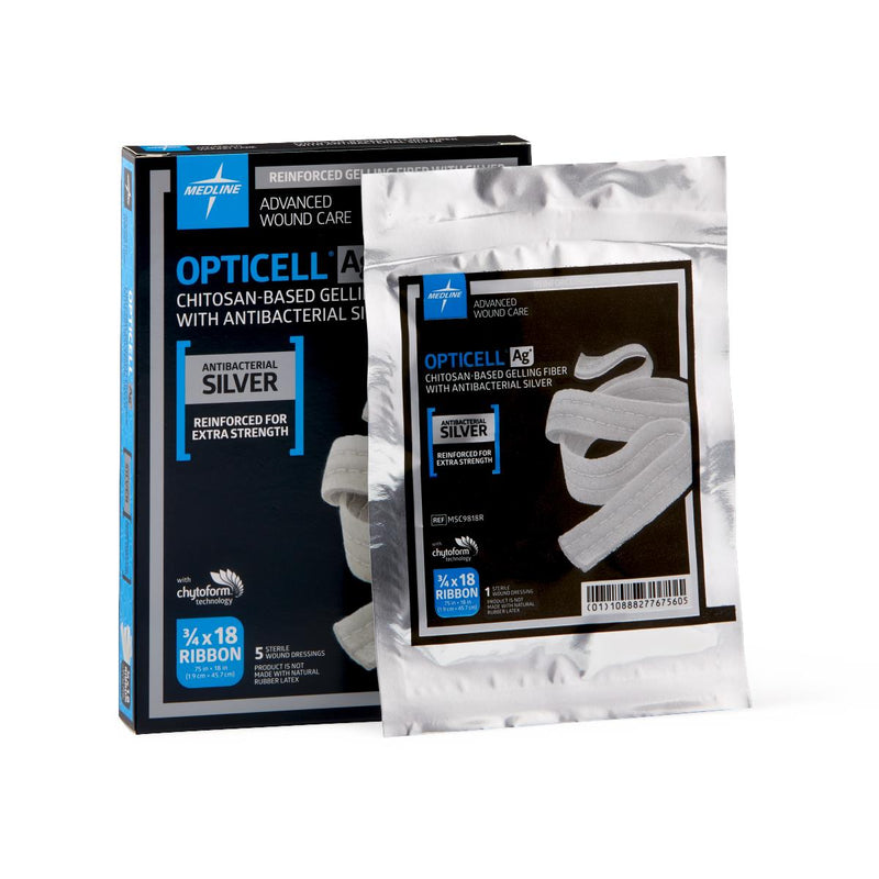 Medline Silver Gelling Fiber Dressing Opticell Ag+ 3/4 X 18 Inch Ribbon Sterile #MSC9818RZ