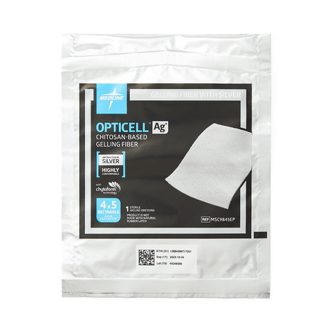 Opticell Ag+ Silver Antibacterial Gelling Fiber Wound Dressing, 4" x 5" inch