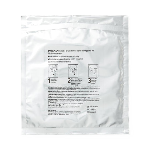 Opticell Ag+ Silver Antibacterial Gelling Fiber Wound Dressing, 6" x 6" inch