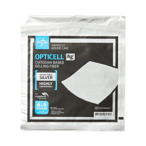 Opticell Ag+ Silver Antibacterial Gelling Fiber Wound Dressing, 6" x 6" inch