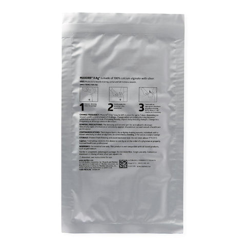 Maxorb II Silver Alginate Wound Dressing, 4" x 8" inch