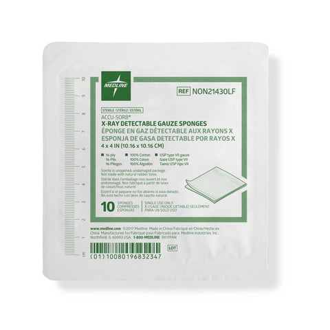 Sterile X-ray Compatible Gauze Sponges, 16-Ply, 4" x 4" #NON21430LF