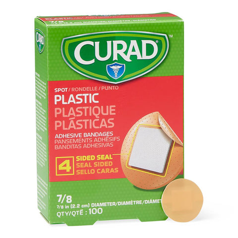 Adhesive Spot Bandage Curad® 7/8 Inch Plastic Round Tan Sterile