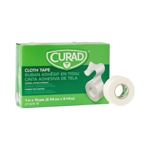 Medical Tape Curad® Water Resistant Silk-Like Cloth White NonSterile