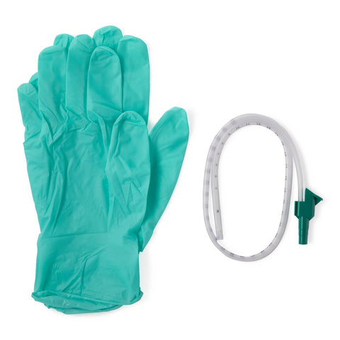 Medline Sterile Open Suction Catheter Mini Tray with Pair of Gloves, 14 Fr, Whistle Tip #DYND40982