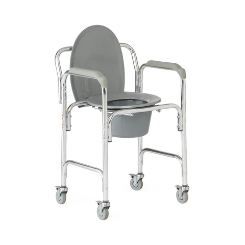 Medline Aluminum Elongated Commode with 4 Locking Casters #G1-501LWX1