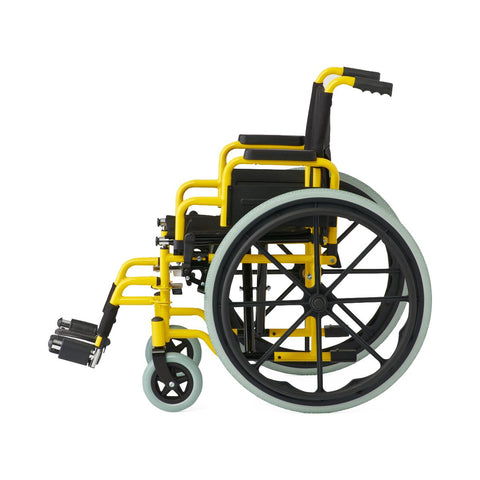 Medline Kidz Guardian Pediatric Wheelchair with Nylon Upholstery and Swing-Away Footrests, Yellow, 14"W #KPD4N22S