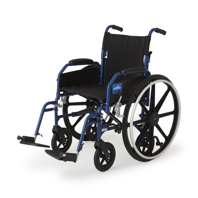 Medline Hybrid 2 Transport Wheelchair with Removable Desk-Length Arms and Swing-Away Footrests, 300 lb. Weight Capacity, 18" Width  #MDS806250H2