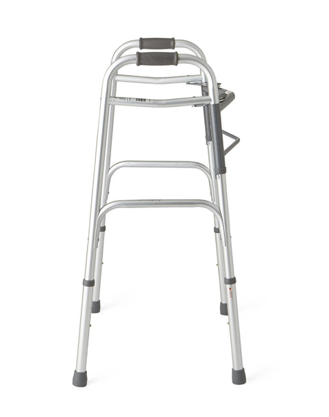 Medline Two-Button Adult Walker, Folding, 1" Adjustable, 4 EA/CS