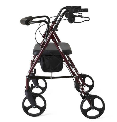 Medline Heavy-Duty Steel Bariatric Rollator with 8" Wheels, Burgundy, 1 EA #MDS86800XWS