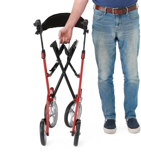 Medline European-Style Aluminum Rollator, Red, 1 EA #MDS86880R