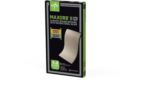 Maxorb II Silver Alginate Wound Dressing, 4" x 8" inch