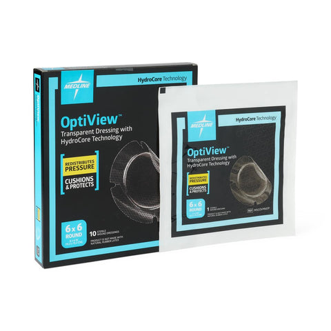 Transparent Dressing OptiView 6 X 6 Inch 2 Tab Delivery Round Sterile #MSCOVM6EP
