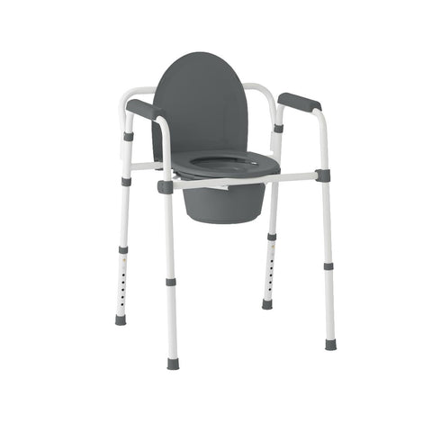 Medline Steel 3-in-1 Folding Commode, Includes Seat with Lid, Bucket, Armrests, and Splashguard  #G1-200X1